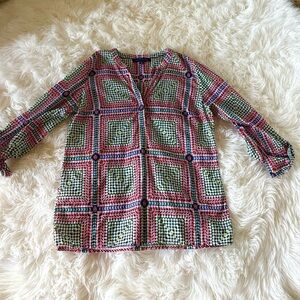 TOMMY HILFIGER Long Sleeve Multi Color Top SIZE Medium